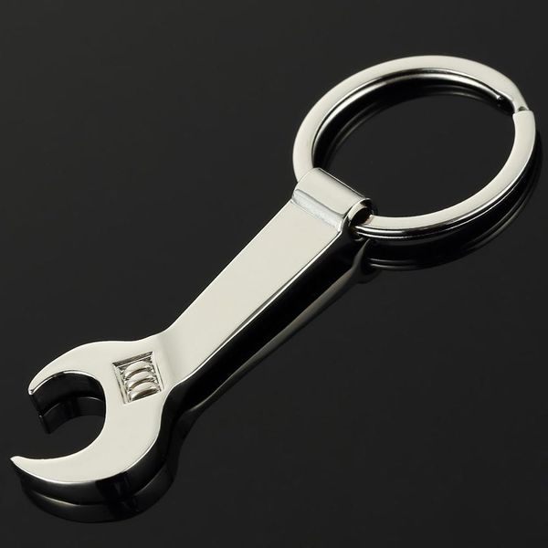 

metal wrench spanner shape can hang ring keychain keyring beer bottle opener accessories s016, Slivery;golden