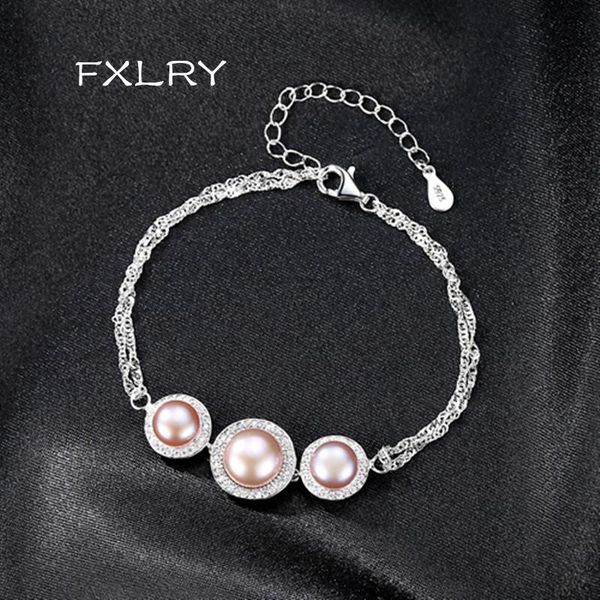 

trendy micro-set zircon charms women love chain link natural pearl bracelet size adjustable for lady bangles jewelry link,, Black