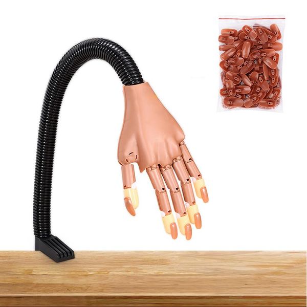 

nail art equipment hands professional practice hand 100pcs tips adjustable plastic model diy manicure tool flexible soft, Silver