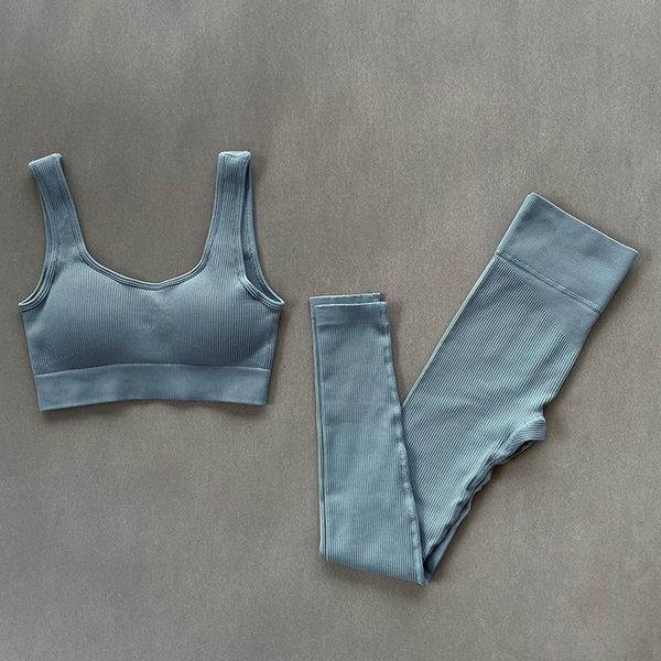 

yoga outfit square collar seamless sport set women gym leggings fitness bra women's sportswear suit workout running clothes