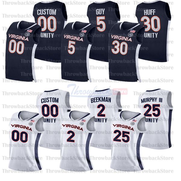 Custom Virginia College Basketball Jerseys 25 Mamadi Diakite 30 Jay Huff 13 Casey Morsell 2 Braxton Key 0 Kihei Clark