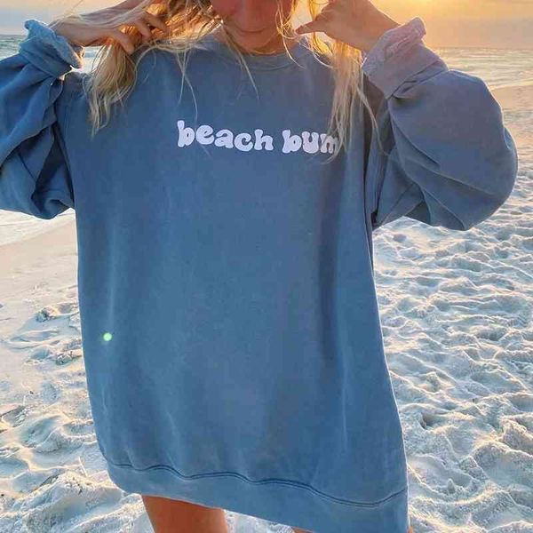 

blue letter print vintage oversized sweatshirt women long sleeve pullover casual streetwear girls autumn new usa england style, Black