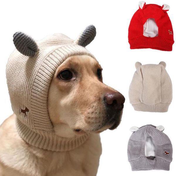 

dog apparel winter warm hats ears pet cap for medium large dogs autumn windproof knitted creative pets hat head dress