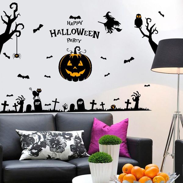 

wall stickers 65pcs halloween pumpkin witch window clings glass door decals party decorations