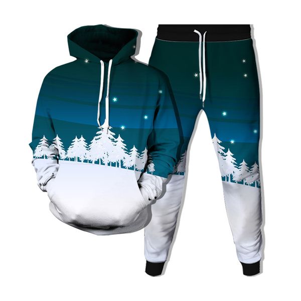 

2021 new christmas tree 3d printed sweater hoodie set loose jacket men, Gray