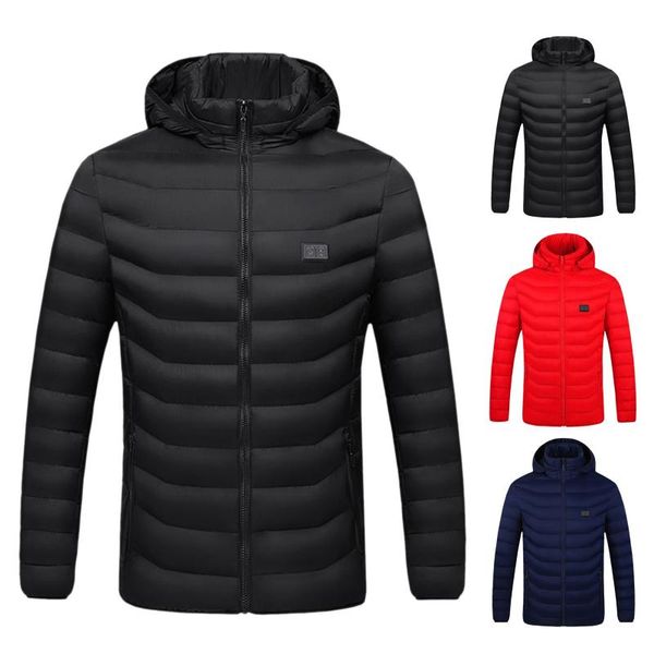 

men's jackets outdoor active solid washable jacket coat heated warm zipper hooded with pockets winter quilted coats outwear#30, Black;brown