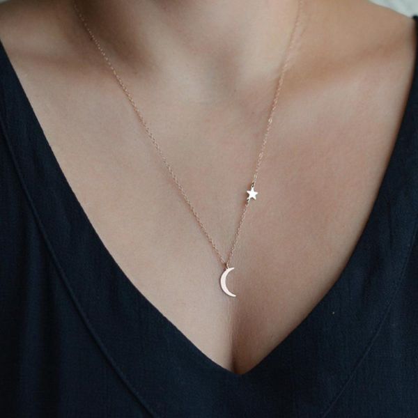 

pendant necklaces fashion temperament star and moon all-match necklace for women, Silver