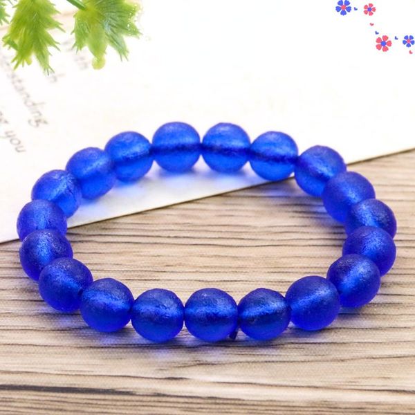 

beaded, strands 8mm ancient colored glaze round beads bracelet elegant yoga universe energy glass ethnic women men jewelry gift, Black