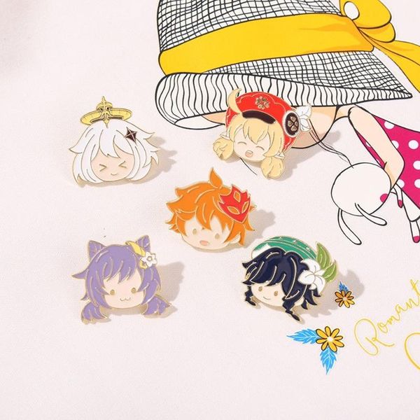 

pins, brooches genshin impact on clothes lapel pins anime accessories tartaglia briefcase badges backpack cute jewelry manga gift, Gray