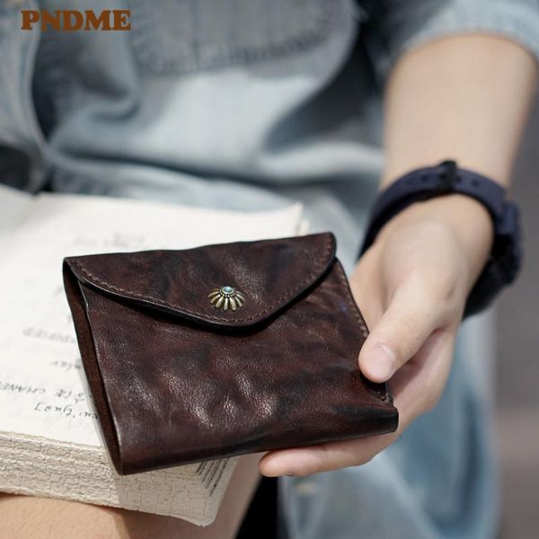 

fashion tri-fold designer luxury genuine leather men's women's small wallets vintage natural real cowhide thin mini purse, Red;black