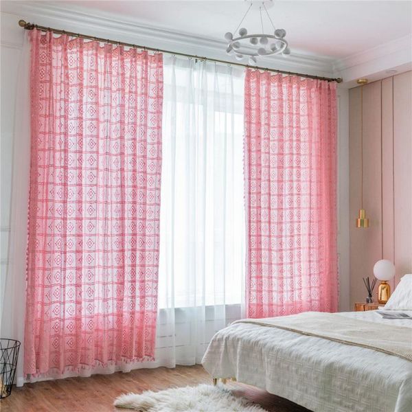 

1pcs 300cm*260cm(wide*high) rlight-transmitting retro hollow curtain crochet fabric window screen bay & drapes