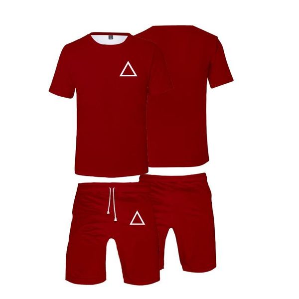 

men's t-shirts squid game 3d t-shirt+beach shorts sets fashion harajuku hip hop summer two-piece boys girls tee, White;black
