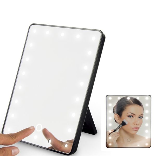 Makeup Mirror с 16 светодиодами косметические зеркало с сенсорным диммером выключатель аккумуляторной аккумуляторной стойки для столешницы 2110 V2