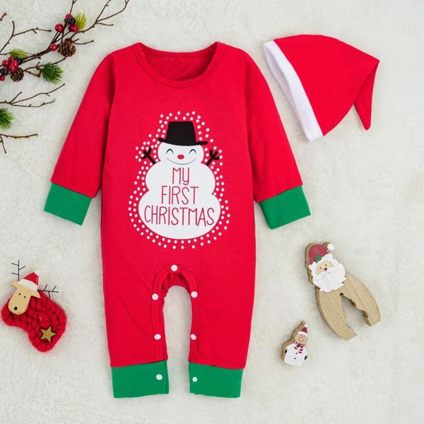

jumpsuits infant baby girls boys christmas snowman letter romper jumpsuit hat clothes xmas outfits set costumes in stock, Blue