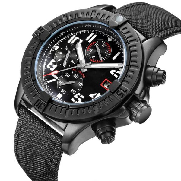

luxury men chronograph watch mens president quartz watches avenger style canvas strap military sports male wristwatch brand satch, Slivery;brown