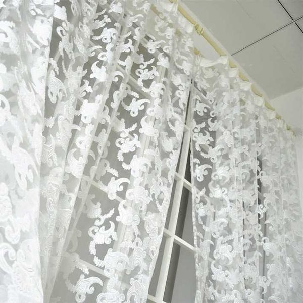 

curtain & drapes 100%polyester floral design white cream rustic