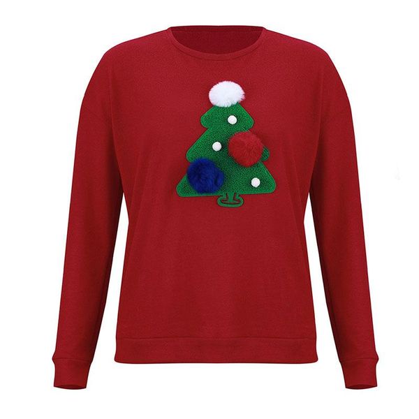 

women's sweaters women christmas tree long sleeve sweatshirt jumper ladies casual loose sweater fashion clothes round neck festival pu, White;black
