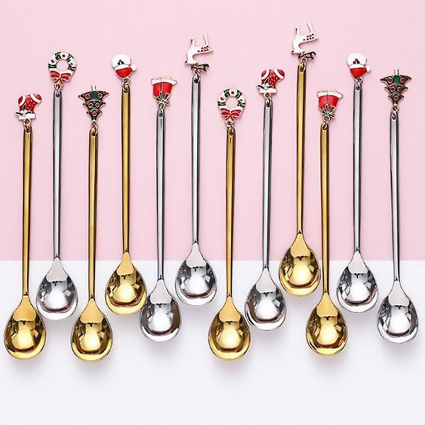 

spoons 6pcs stirring stainless steel scoop coffee spoon mixing