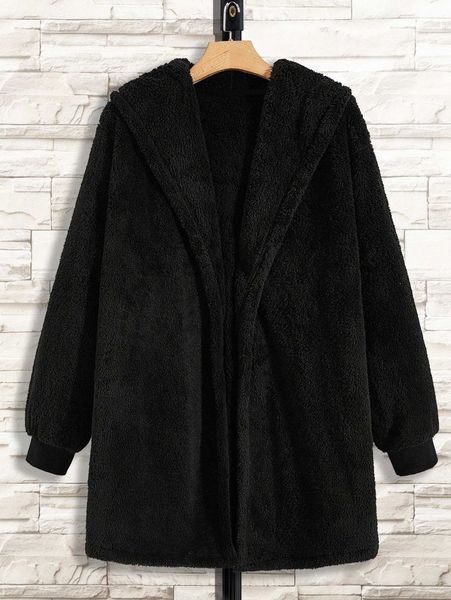 

men open front hooded flannel coat f672#, Black;brown