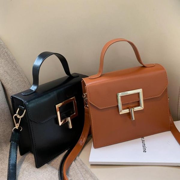 

evening bags retro fashion female tote bag 2021 pu leather women's designer handbag lock travel shoulder messenger