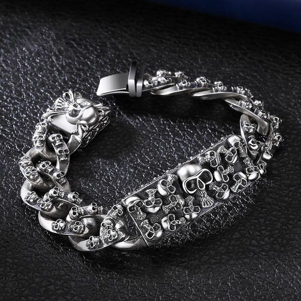 

silver personality fashion domineering men bracelet thick style trendy boy hip hop gift boyfriend jewelry beaded, strands, Black