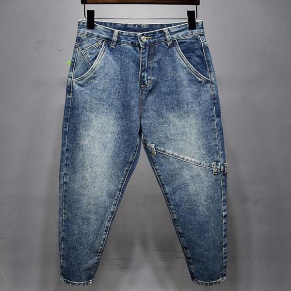 

men's jeans hip hop baggy mens denim loose pants men, Blue