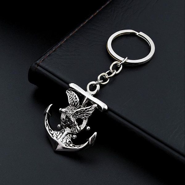 

keychains car keychain anchor series alloy creative key holder keyring chain metal ring auto accessories, Silver