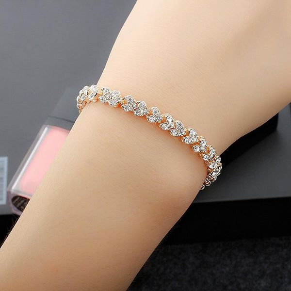 

charm bracelets exquisite luxury roman crystal full diamond zircon bracelet the united states foreign trade silver explosions jewelry, Golden;silver