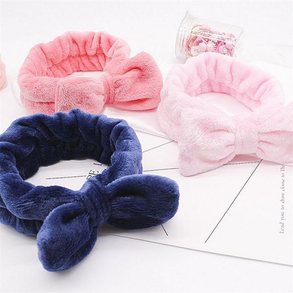 

flannel cosmetic headbands soft bowknot elastic hair band hairlace for washing face shower spa makeup tools brushes1