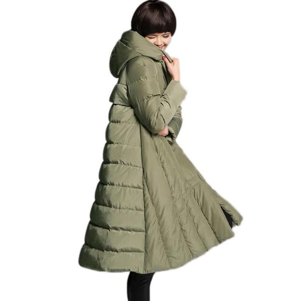 

women's down & parkas 2021 winter long large thickened jacket extended knee length 4 colors, Black