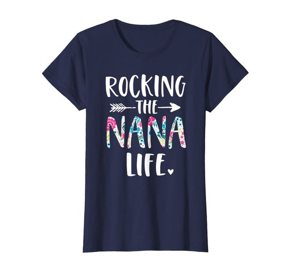 

womens rocking the nana life new grandma granny to be gigi mimi t-shirt, White;black