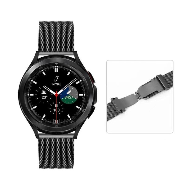 

watch bands 20mm milanese strap for samsung galaxy 4 40mm 44mm metal butterfly buckle classic 42mm 46mm band, Black;brown