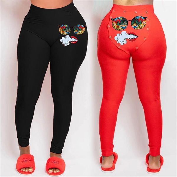 

high waist funny printing womens capris bodycon fitness sports trousers hip lift leggings lady leisure fashion long pants black amp, Black;white