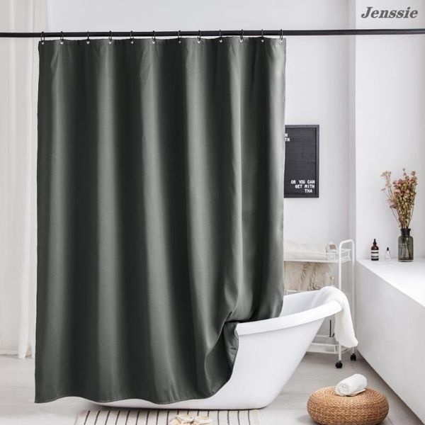 

shower curtains modern black waterproof fabric solid color bath for bathroom bathtub large wide bathing cover 12 hooks