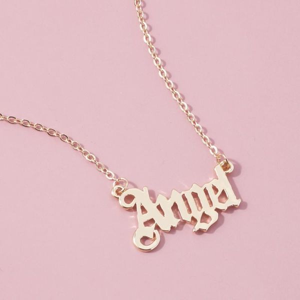 

pendant necklaces kaplan center fashion angel necklace for women girls pendants letter cute chain choker alloy accessories jewelry, Silver
