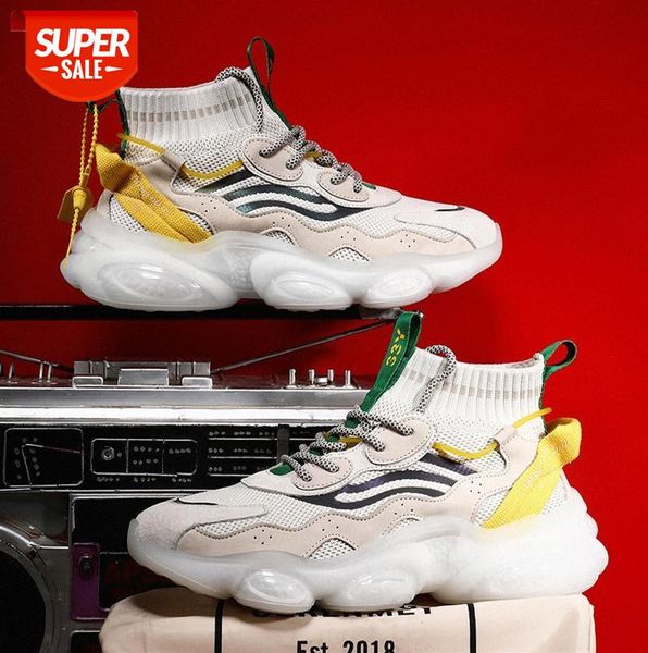 

thick-soled heightened socks shoes korean students high-breathable running sneakers men's casual country #2834