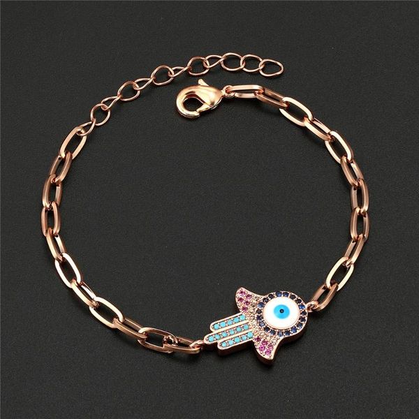 

link, chain drop hamsa evil eye bracelet for women collares colorful palm fatima bracelets party birthday jewelry gift, Black