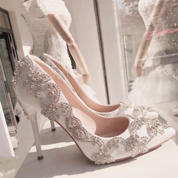 

rhinestone high heels sparkly shoes women pumps pointed toe stunning crystal party wedding 5cm/7cm/9cm dress, Black