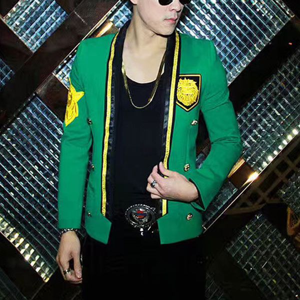 

men's suits & blazers fashion men's jacket, hip hop style wear, green, autumn night, with fashion bae, singer stage suit, White;black