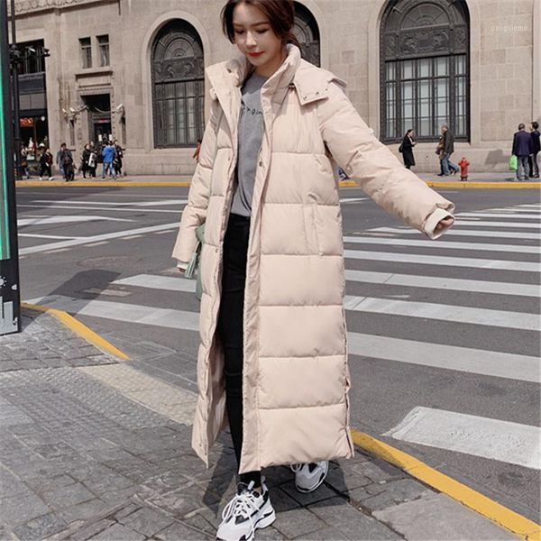 

women's down & parkas mid-length cotton-padded jacket 2021 winter high-quality hooded long-sleeved loose-fitting thick warm coat trendy, Black