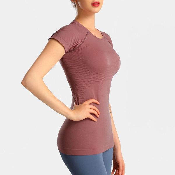 

yoga outfit 2021 seamless fitness short-sleeved ladies sports breathable clothes