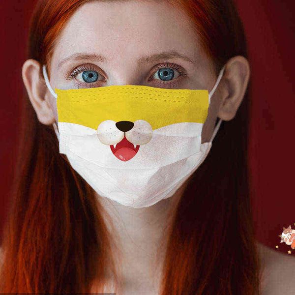 

animal sp-unlace disposable printed mask cat cute funny dust masks independent packaging