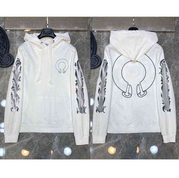 

quality hoodie classic brand fashion ch zipper autumn winter luxury sweatshirts designer men sweater horseshoe phantom cross print hooded wo, Black