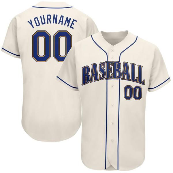 

custom cream royal-gold-2 authentic baseball jersey, Blue;black