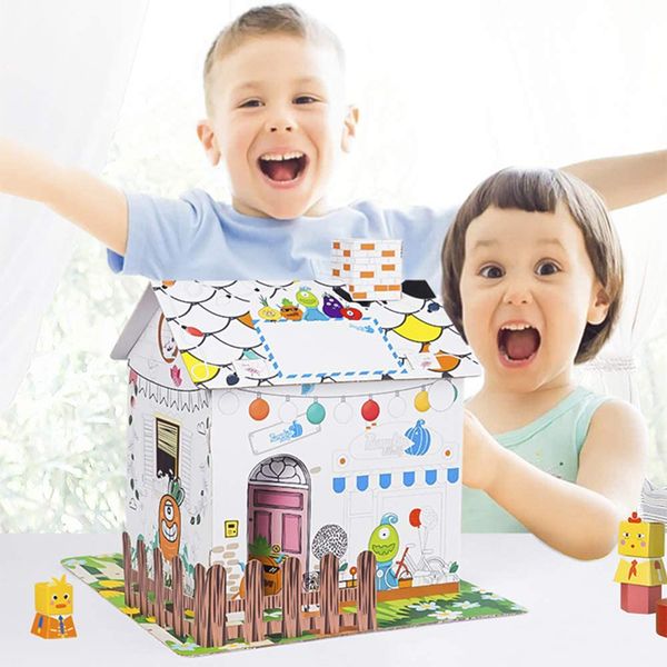

3d puzzles country house children's cardboard color play houses arts and crafts bring indoor fun full of energetic educational toys