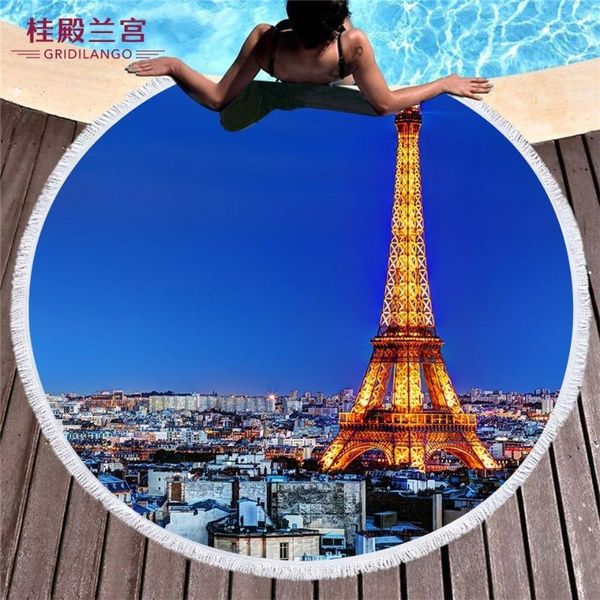 

towel gridilango eiffel tower round beach for quickly absorbtable swimming travel outdoor sports home yoga mat bath