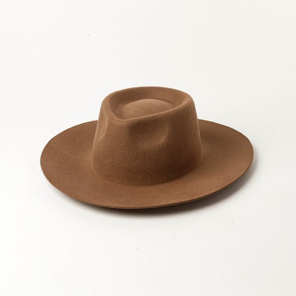 

fashion big hat autumn and winter bare fine wool jazz concave shape felt, Blue;gray