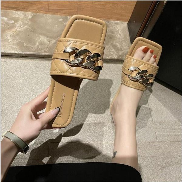 

slippers women 2021 women's shoes summer korean square head fish mouth flat sandals and, Black