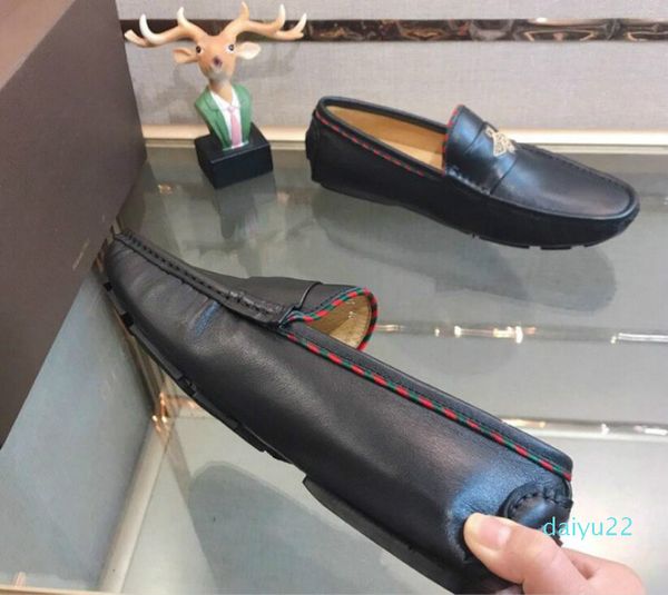 

fashion men soft leather dress shoes moccasin embroidery decorate business wedding oxfords, Black