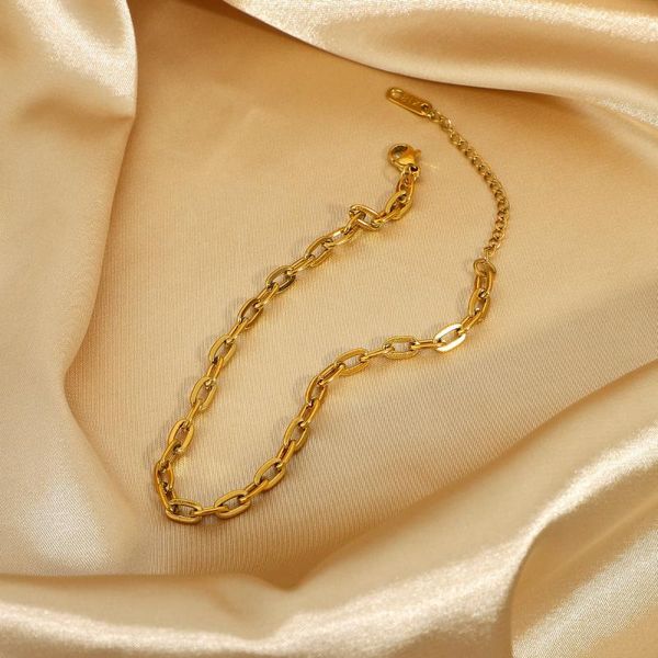 

link, chain punk link anklet foot jewelry gold plated 316l stainless steel anklets for women, Black
